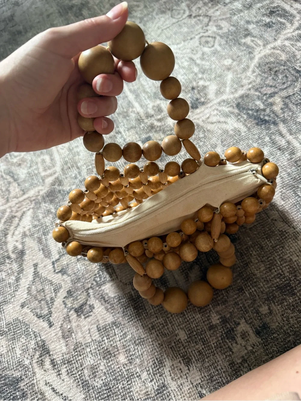 cult gaia Wooden Bead Mini Bag in Natural Brown - Picture 3 of 5